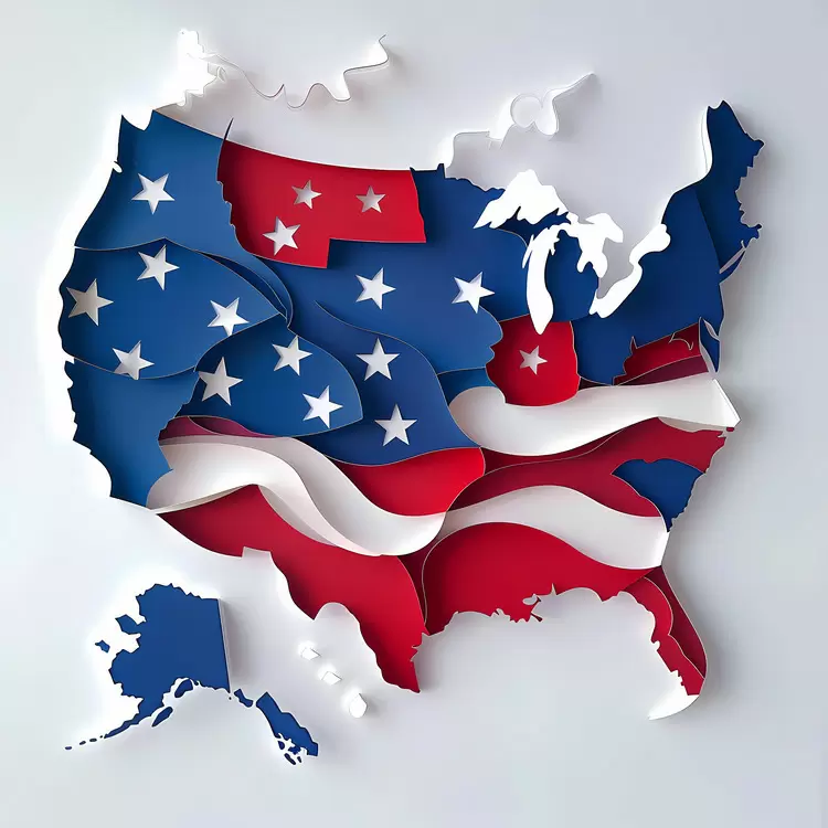 Map United States Stars and Stripes Red Patriotic