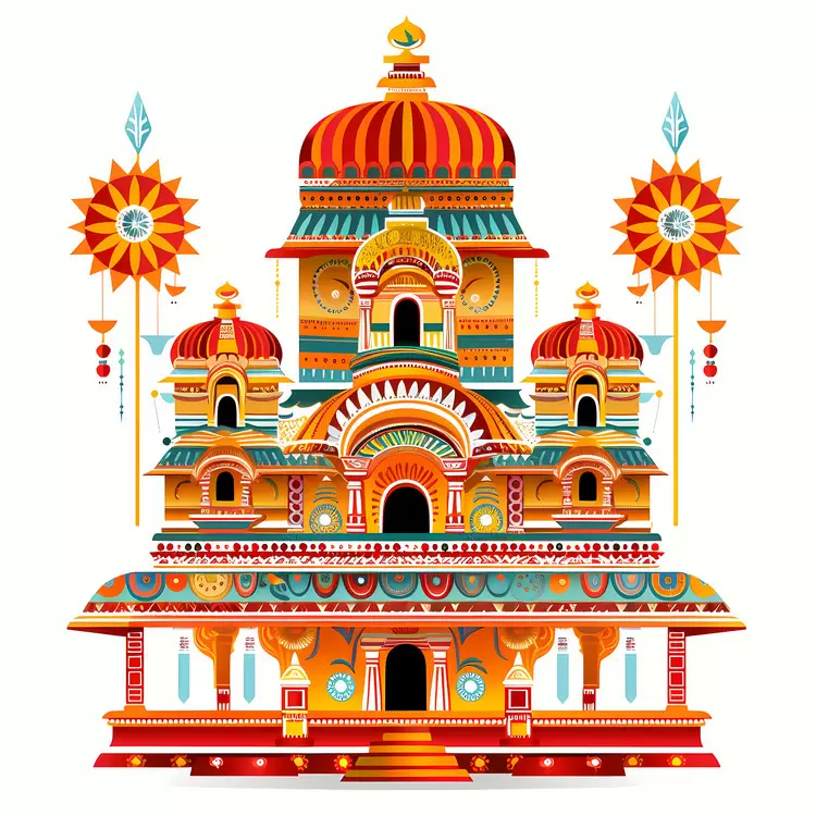 abstract Rath Yatra mandala style indian architecture ornate
