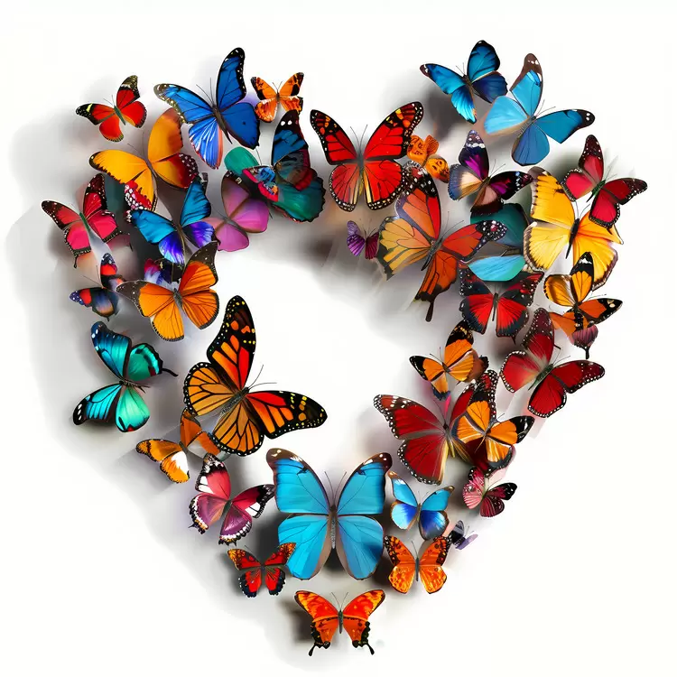 white space heart shape transparent background creative artwork butterfly