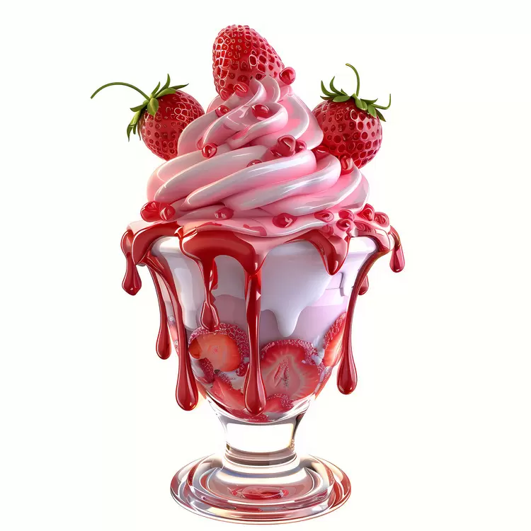 Strawberry Sundae Scoop Strawberries Fruity Img