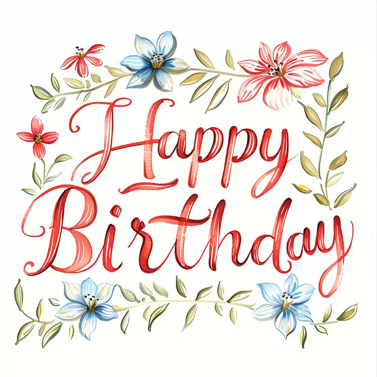 illustrated birthday hand drawn Happy Birthday watercolor painting