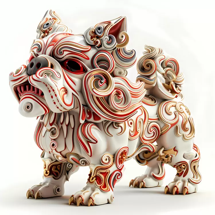Chinese Zodiacs Red Dog White Flowery