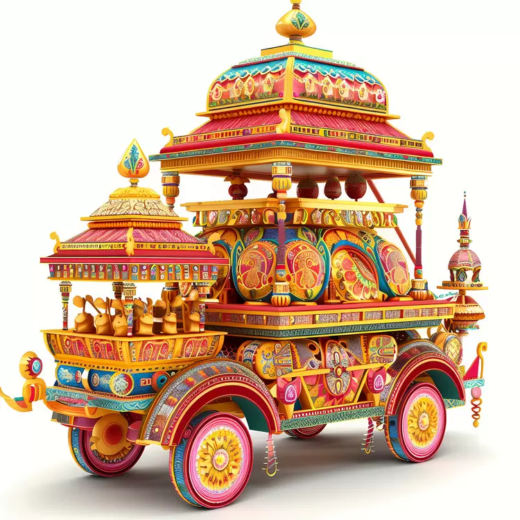 horse drawn Rath Yatra colorful carriage ornate