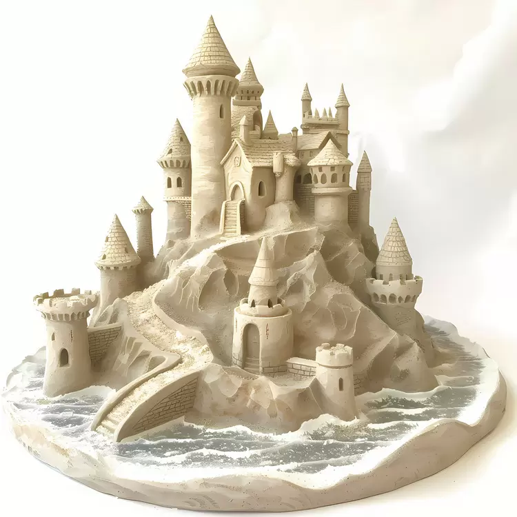 beach ocean sand castle artwork