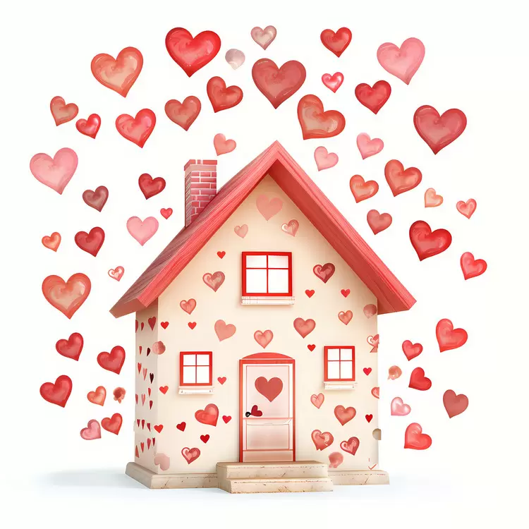 Small cute house with hearts