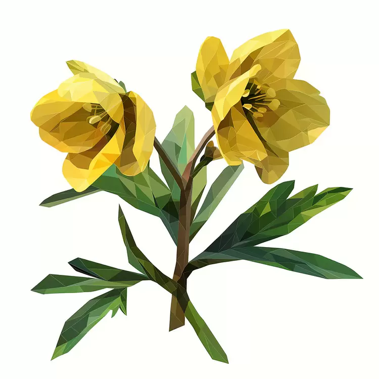 monochromatic illustration nature illustration low-polygonal style flower plant illustration