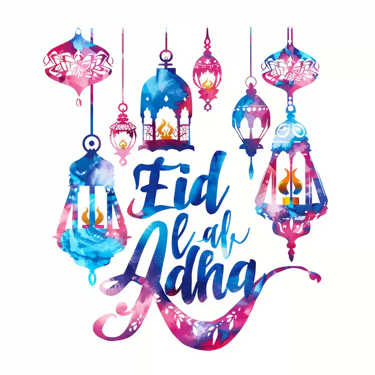 vibrant Watercolor festive celebration Eid al-Adha