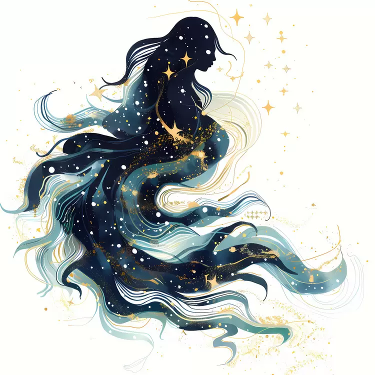 Aquarius painting stars in the background human starry night