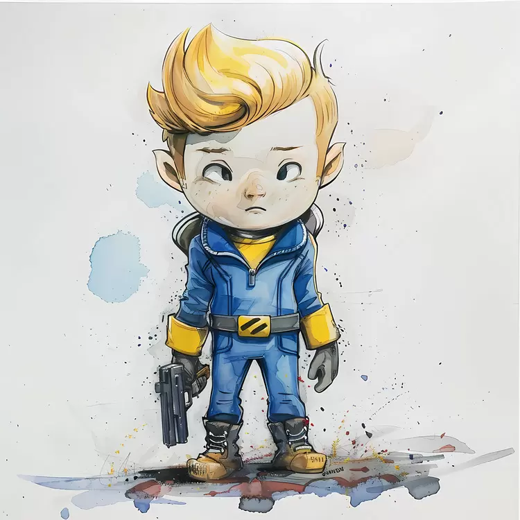 Gun Illustrator vault boy Hand drawn