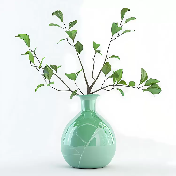 plant in vase leaves branch green vase ornament