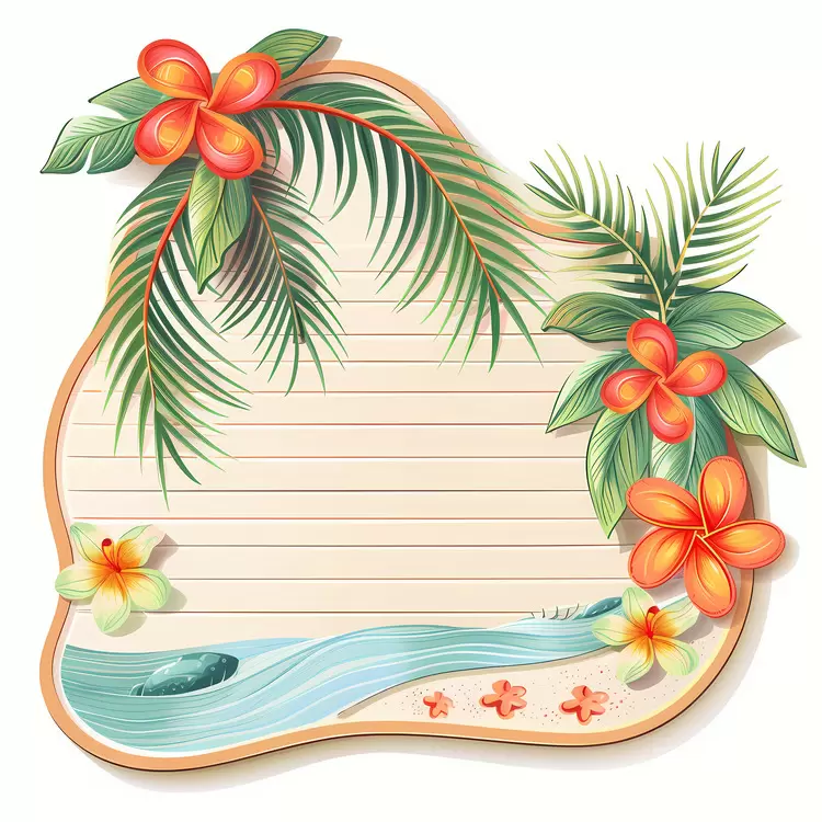 ferns palms sign board waves beach
