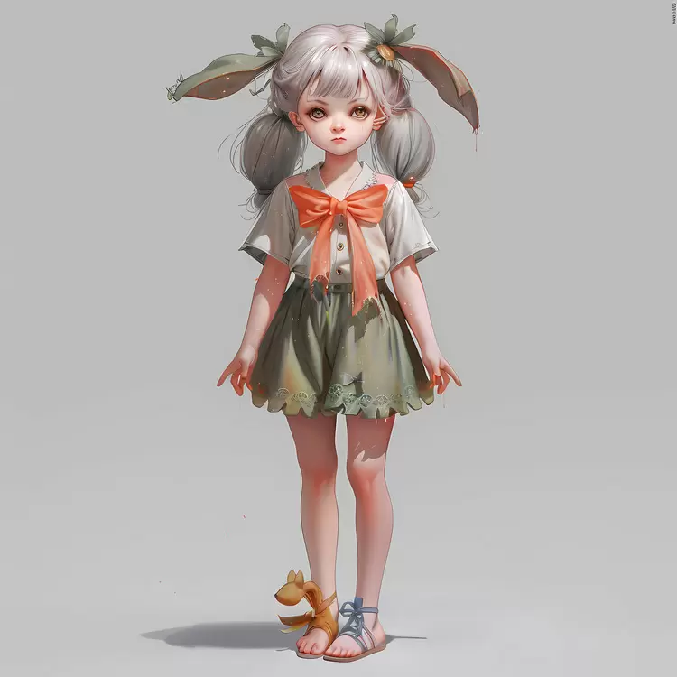 bow long ears girl in costume Childrens Day Rabbit