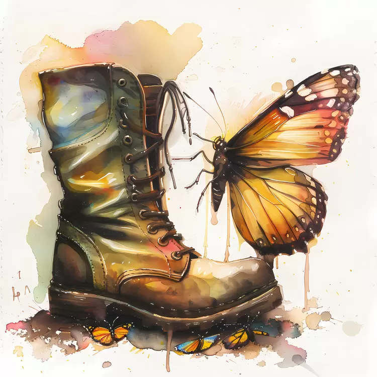 Ethereal boots Watercolor Artwork Grungy