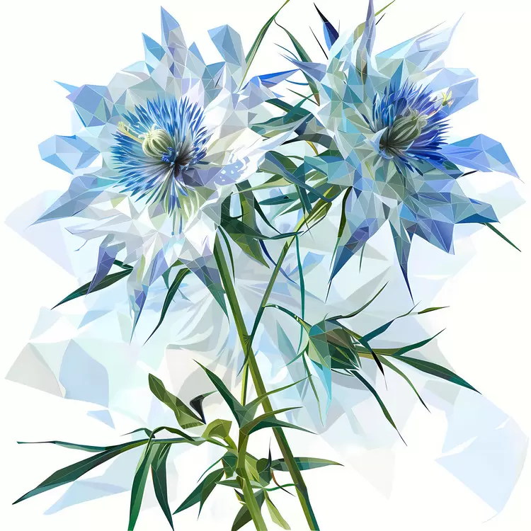 triangles blue Flower organic abstract