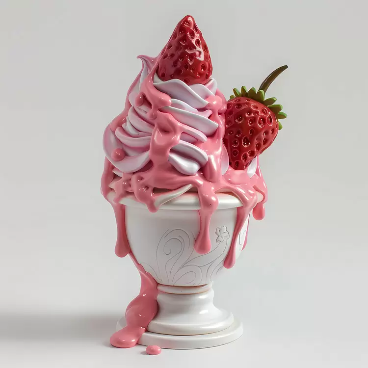 Pink Ice cream Soft Yummy Strawberry Sundae