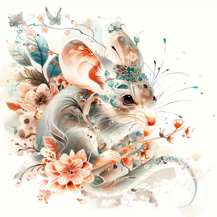 floral digital art rat small animals