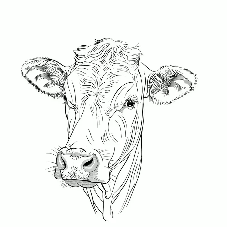 sketching farm animal ink monochrome cow