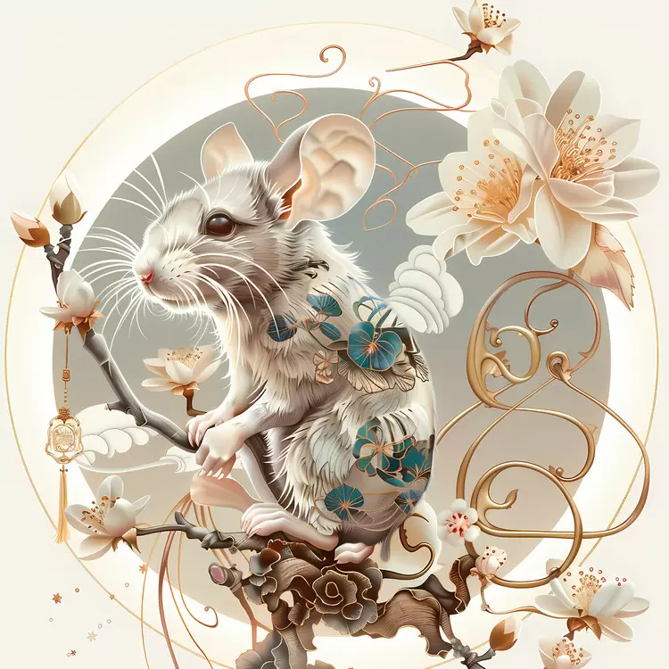 Zen-like Oriental art Animal Chinese Zodiacs Year of the rat