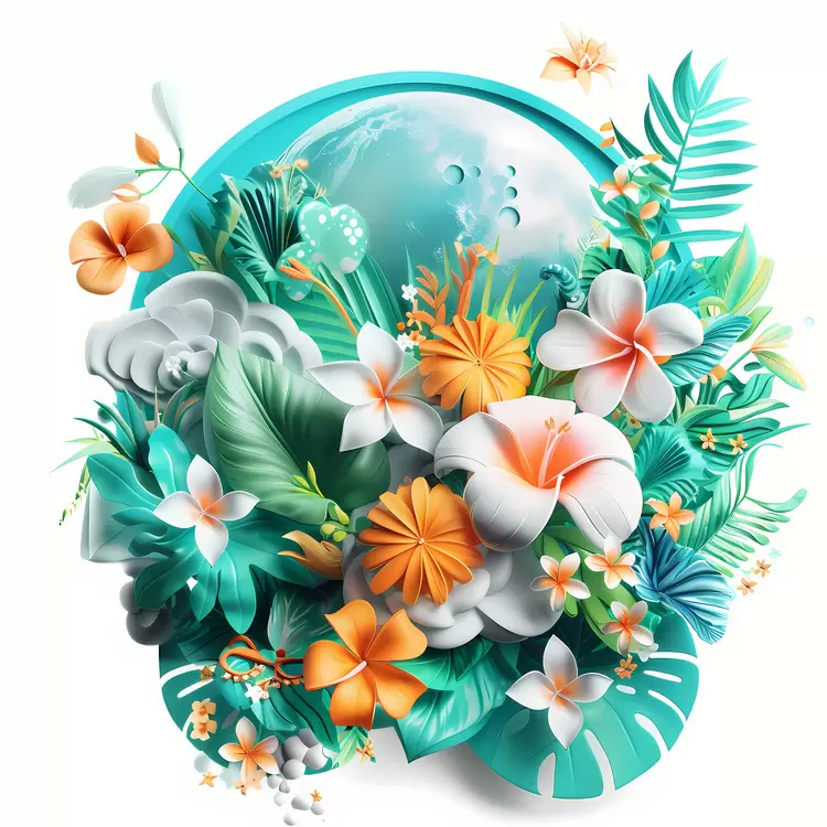 island plants blue background natural elements jungle plants greenery