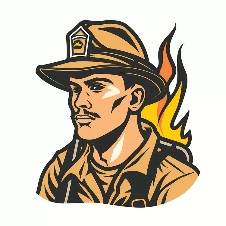 flaming Wildland firefighter hot smoke