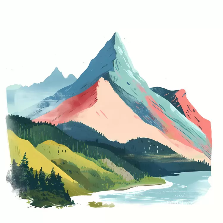 green pink mountain landscape blue mountains