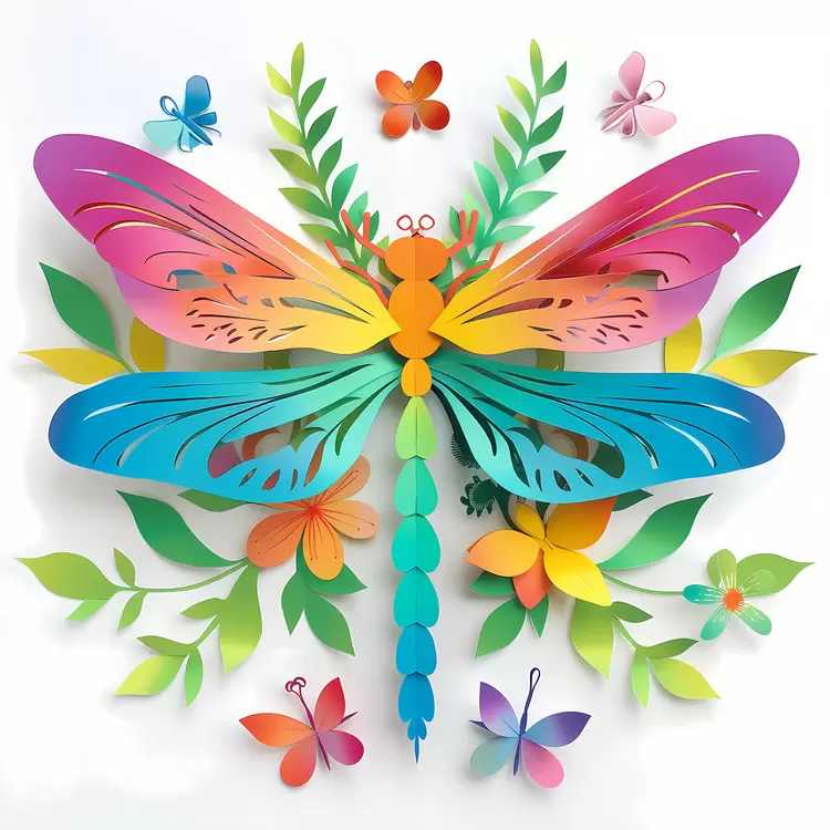 Flowers Butterflies Paper cut art Artistic design
