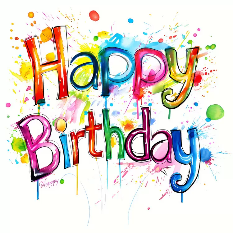 watercolor painting splattered paint brush strokes birthday party abstract painting