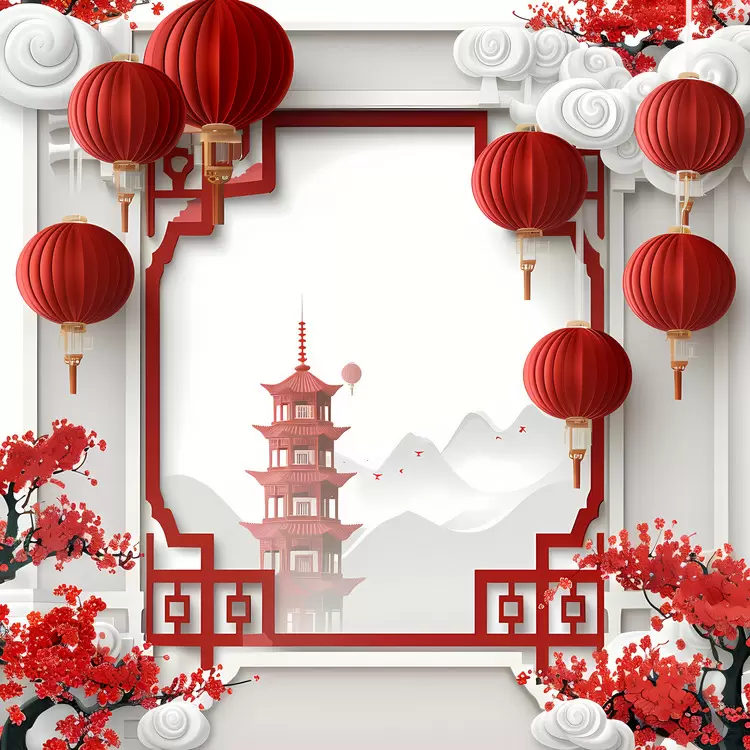 cherry blossom tree china asian lanterns moon chinese decorations