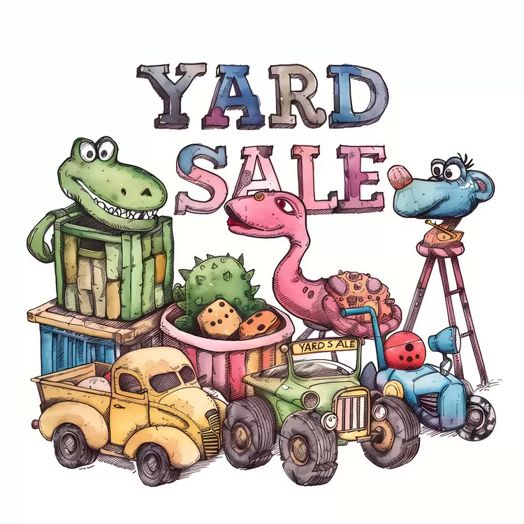Water color illustration of toy cars Dinosaur toys Toy trucks Wooden toy cars