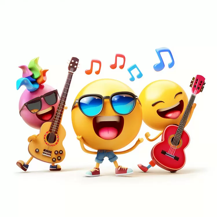 happy emojis summer entertainment playing instruments