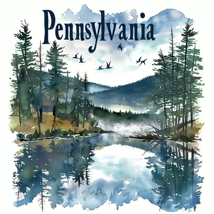 Stream Pennsylvania Fog Nature Paintings