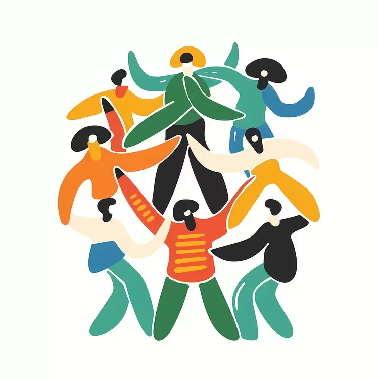 Happiness Community spirit Hands in the air People celebrating teamwork