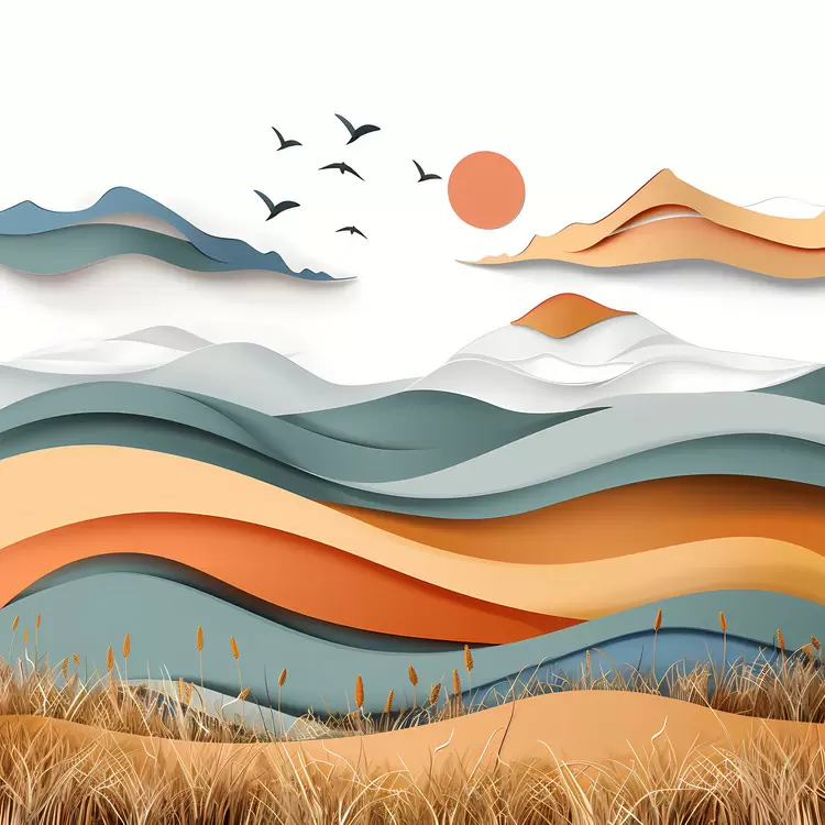 trees digital art brown sunset Prairie