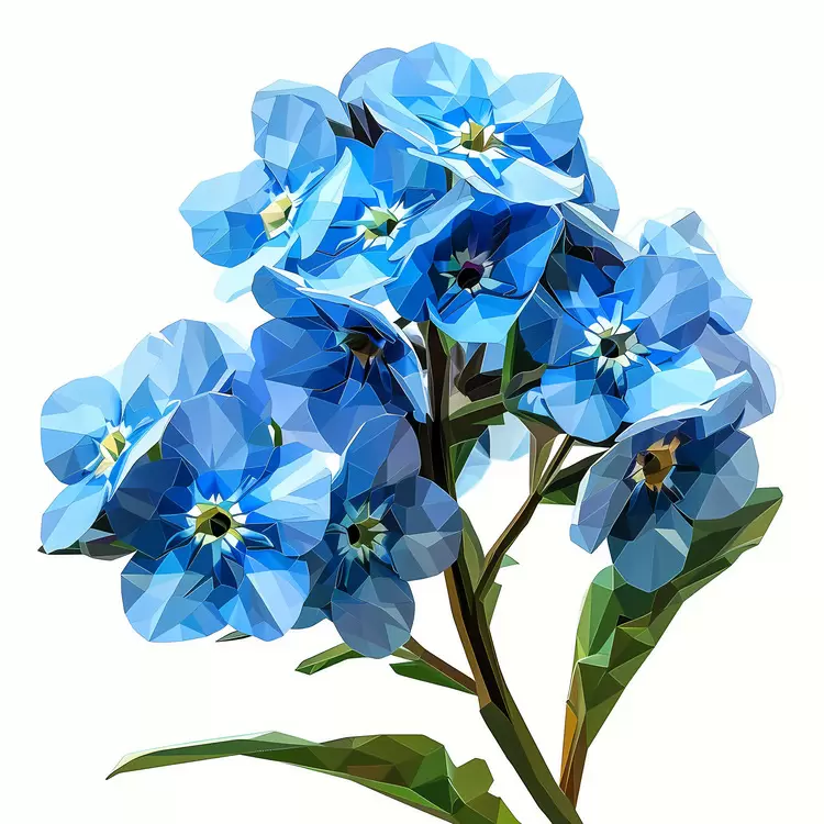 geometric delicate blue flowers floral organic
