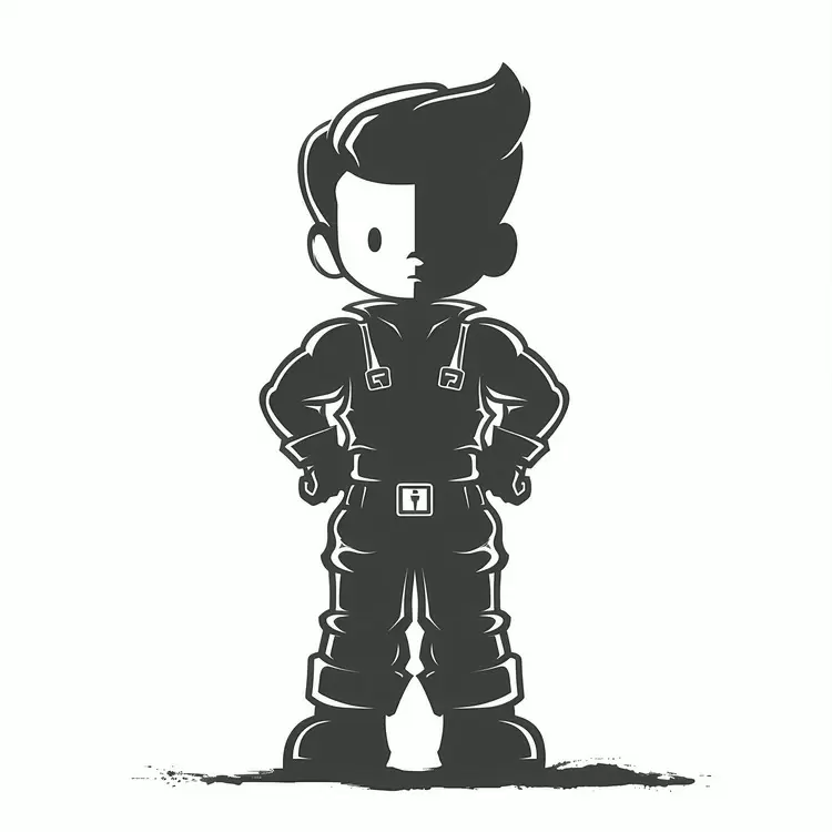 Person in uniform Character in action vault boy Dark silhouette