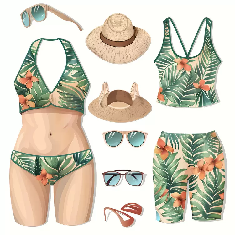 summer clothing hat monokini swimming costume beach towel