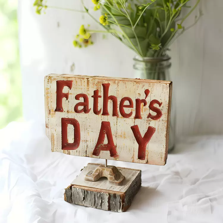 Rustic Whimsical Fathers Day Wooden Sign Creative