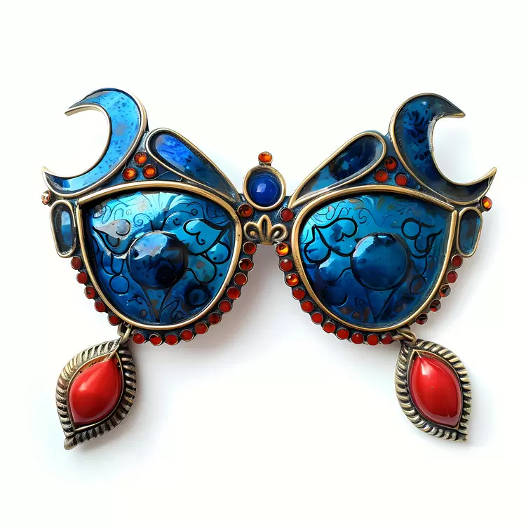 Blue Opulent Jewelry sun glasses Metallic