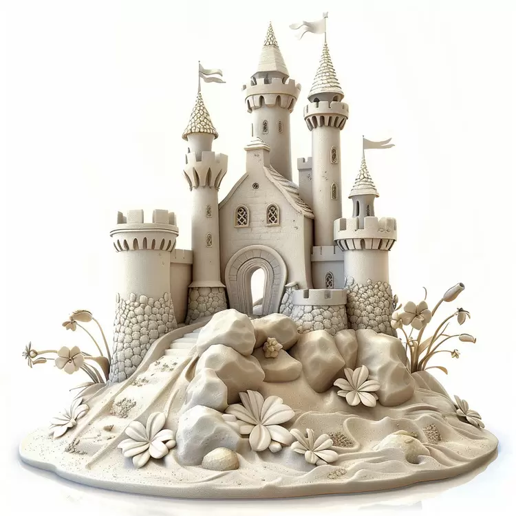 beachfront castle in a seaside location white