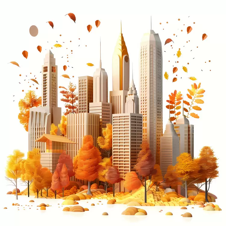 Leaves Landmarks Fall season Cityscape