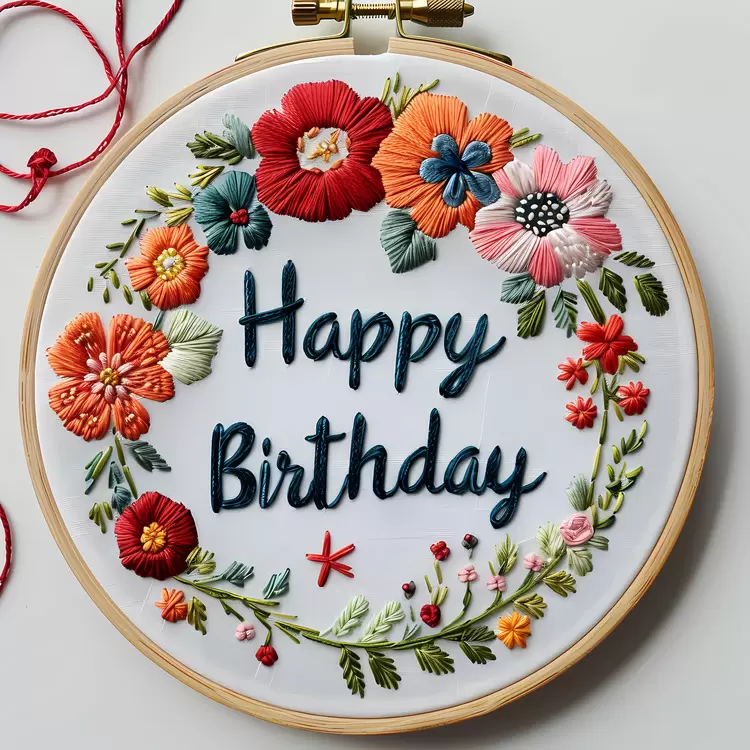 floral hoop creative DIY birthday decoration cross stitch pattern vintage style