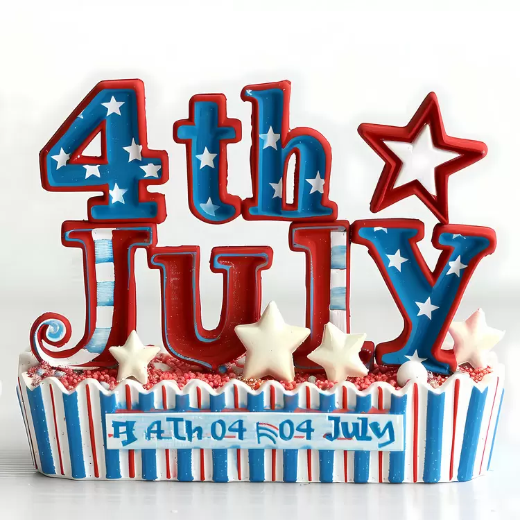 July 4th cake white and blue Star and stripe design 4th Of July United States holiday