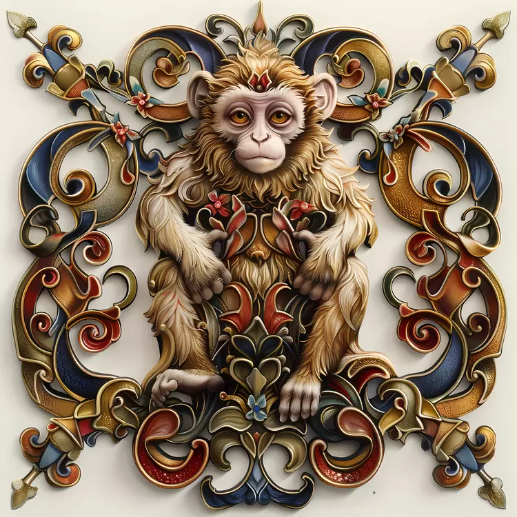 carving delicate Chinese Zodiacs monkey artwork