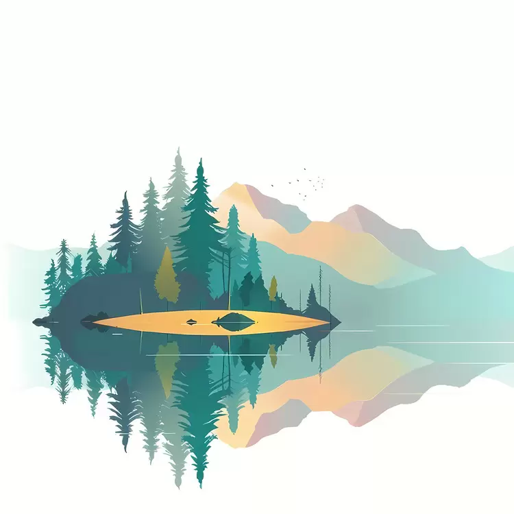 silhouette Peaceful lake forest reflection trees
