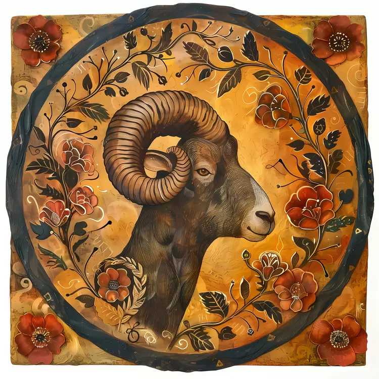 Yellow Ram Floral Botanical Aries