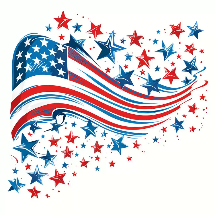 Waving 4th Of July Stars and stripes Freedom Independence Day
