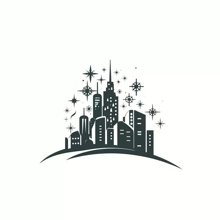 Urban design winter Christmas lights Skyscrapers Night skyline