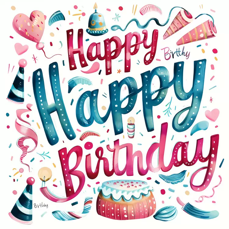 Texture Wish happy birthday Pastel colors Flowers Confetti