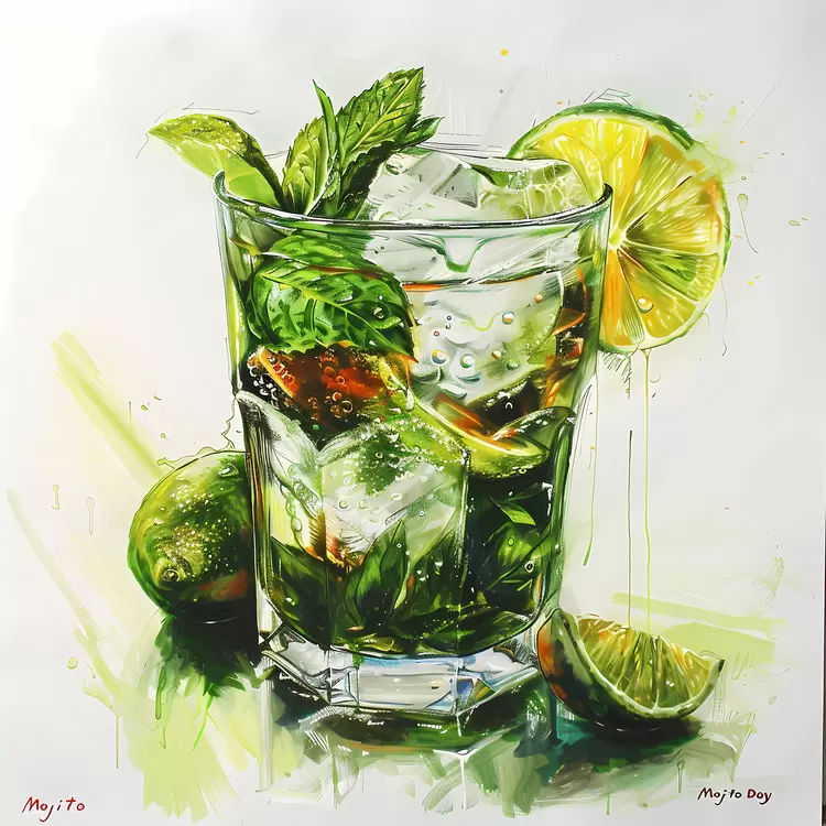 Cocktail Art Green Fruit Lemon