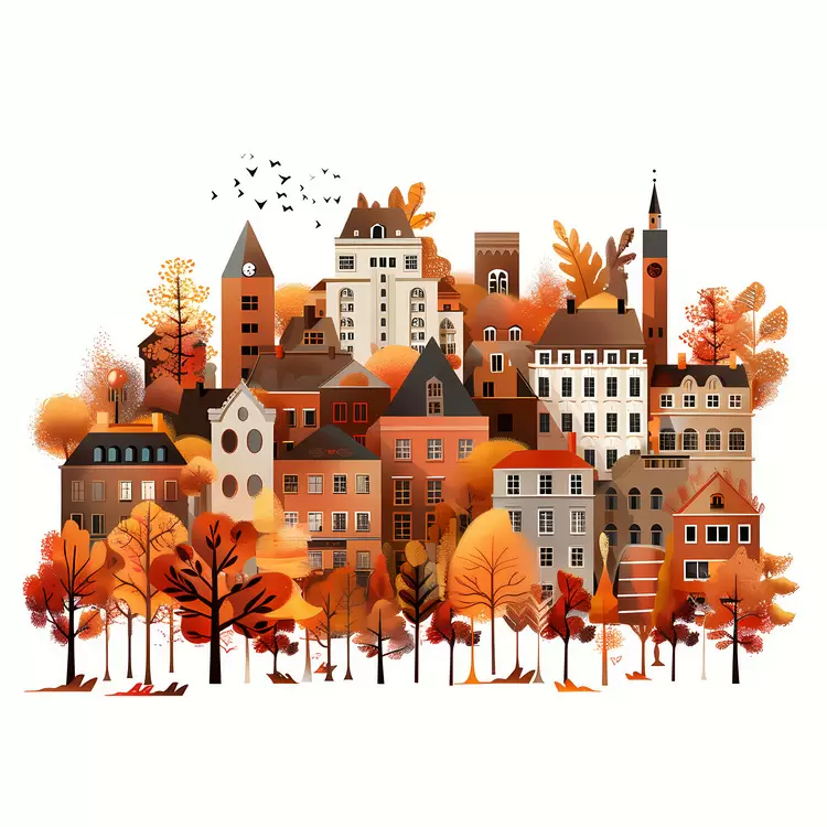 Autumn Colorful Skyline Ornate